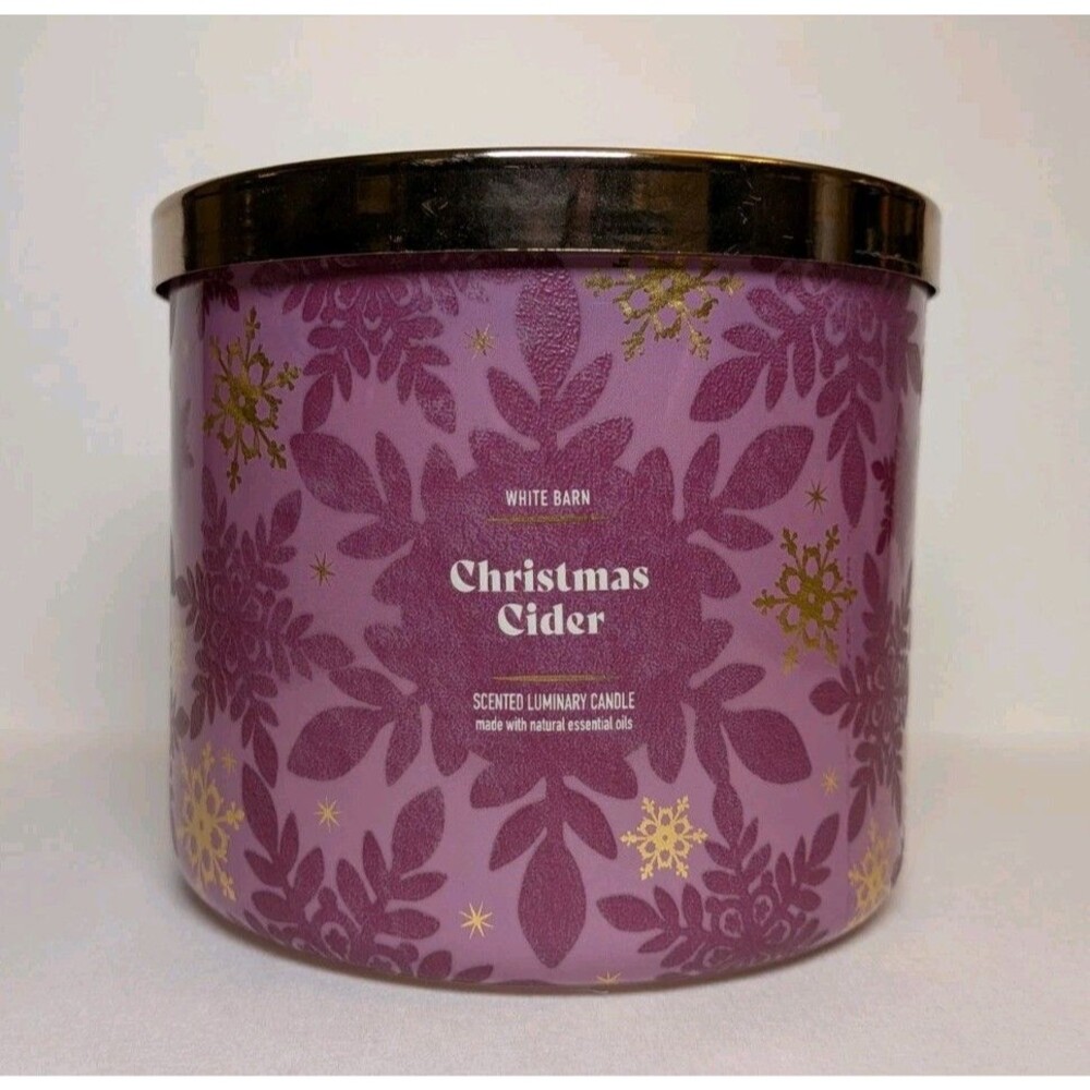NEW Bath & Body Works White Barn Candle 3-Wick CHRISTMAS CIDER Large 14.5 oz